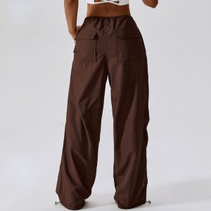 SC10113 pantaloni casual cu picioarele casual pentru femei \\\\ Stilul american Drawstring Straight Slavys Baggy Pants Baggy