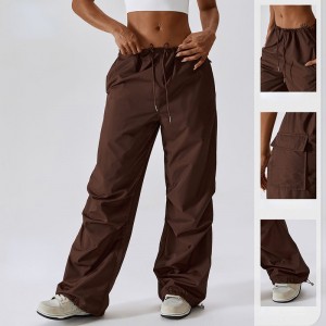 SC10113 pantaloni casual cu picioarele casual pentru femei \\\\ Stilul american Drawstring Straight Slavys Baggy Pants Baggy