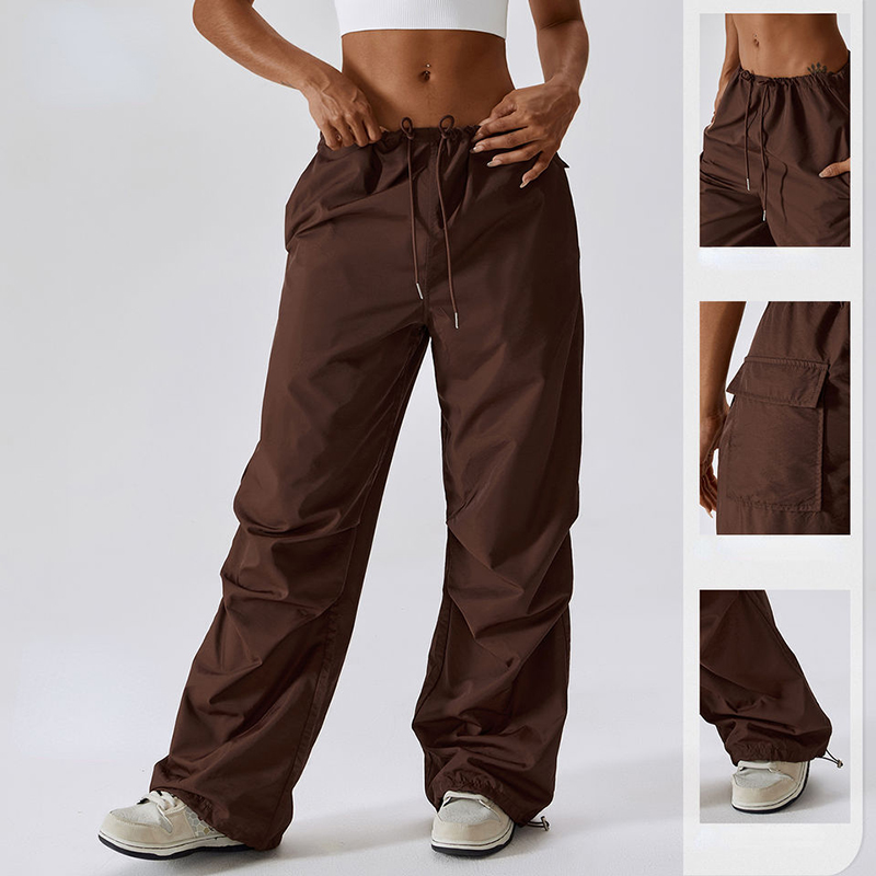 SC10113 pantaloni casual cu picioarele casual pentru femei \\ Stilul american Drawstring Straight Slavys Baggy Pants Baggy