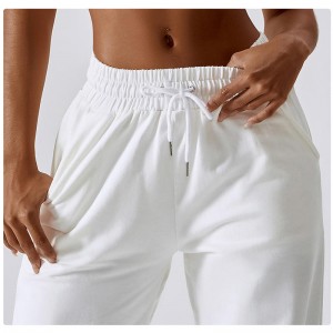 SC10129 Panouri de pulovere cu talie elastică solidă pentru femei, pantaloni de pantaloni sportivi liberi, joggers pantaloni cu talie înaltă