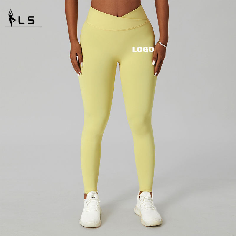 SC101012 Legguri cu elastane dinnylon fără probleme pentru femei împing sus respirabil v în formă de jambiere pantaloni de yoga