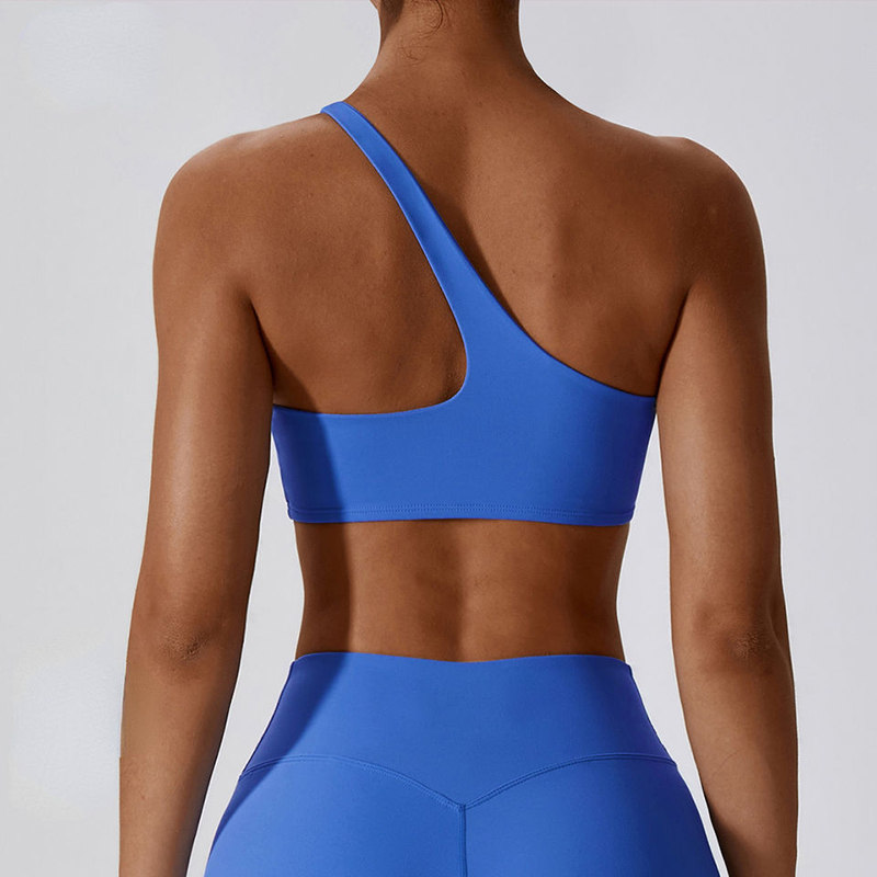 SC10188 CROSS Back Yoga Sport Sutien cu impact mare Padded Blue un umăr Butt ridicat sutien sport