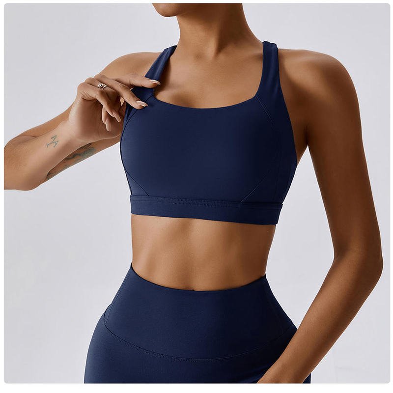 SC101811 Cruce Back Yoga Sport Sutien cu impact ridicat Padded Ladies Halter Neck Cross Back Sport Sutien pentru femei