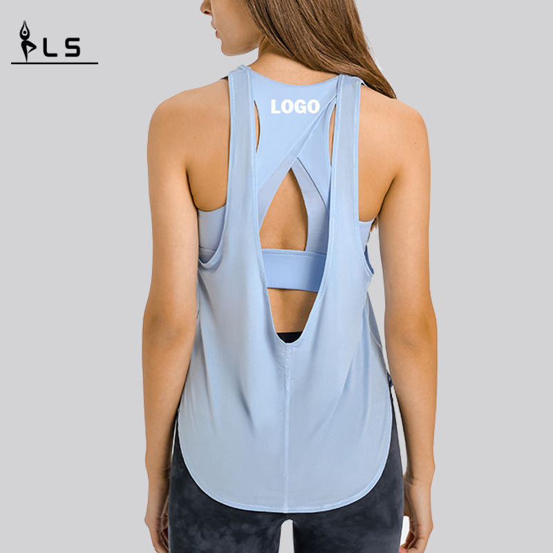 SC102512 Spring Fashion Bluză liberă Antrenament Hollow Tops Yoga pentru femei \\ Tank Top Womens Yoga Tank Top Deschideți înapoi