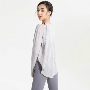 SC10263 Tricouri de yoga Fitness Running Tricou cu gât rotund Yoga cu mânecă lungă pentru femei tricou tricou