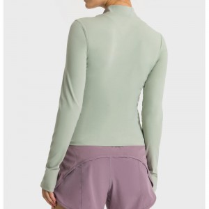 SC10268 Yoga cu mânecă lungă pentru femei tricou tricou de gimnastică cămașă de gimnastică antrenament sportiv sport cu guler jumătate zip tricou pentru femei