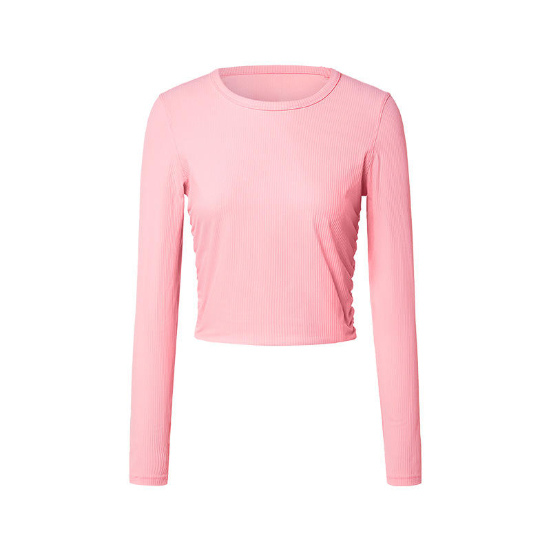 SC10271 Reculare de yoga respirabilă top gimnastică tricou cu mânecă lungă cu mânecă rotundă tricouri cu gât rotund