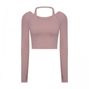 SC10273 Logo-ul personalizat Tricouri de yoga Fitness Running Tricou cu gât rotund Cămașă Femeie cu mânecă lungă Cămașă pentru femei