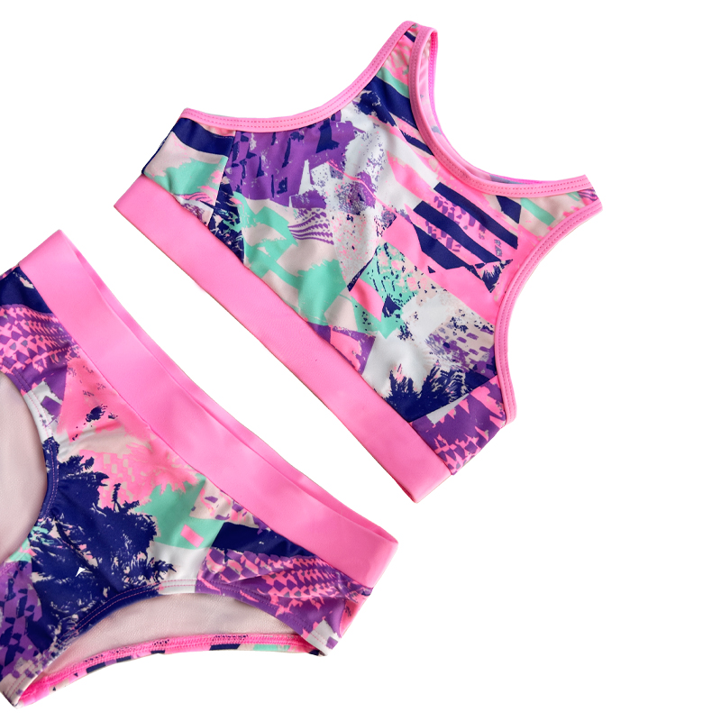 Costum de baie imprimat din două piese pentru copii