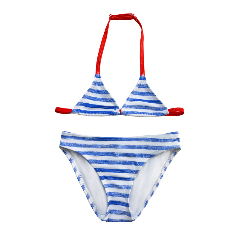 Halterneck cu dungi cu dungi imprimate culori potrivite costum de baie pentru copii