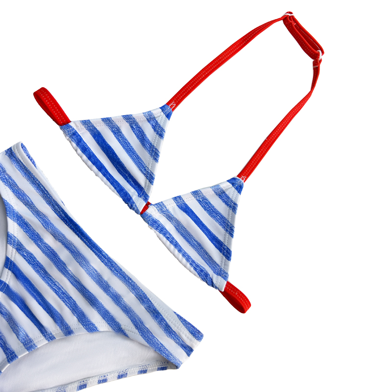 Halterneck cu dungi cu dungi imprimate culori potrivite costum de baie pentru copii
