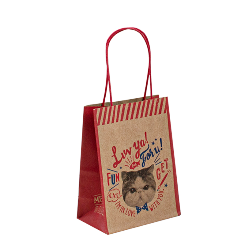 Reciclabil maro maronii de hârtie personalizat pentru cumpărături pentru cumpărături de hârtie albă Kraft Bag de hârtie