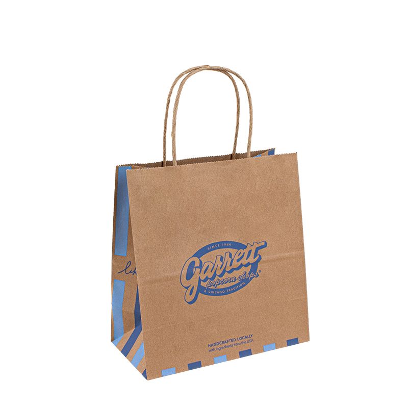 Geanta de hârtie Kraft Reciclabilă cu propriul pungă de hârtie pentru cumpărături personalizate pentru mâncare cu mâner