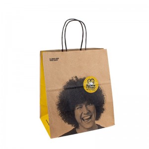pungă de cumpărături de hârtie Kraft Ambalaj pentru hârtie personalizată cu pungă de hârtie cu logo cu mâner