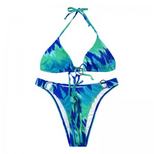 Costum de baie din două piese din două piese cu curea de cruci de halter