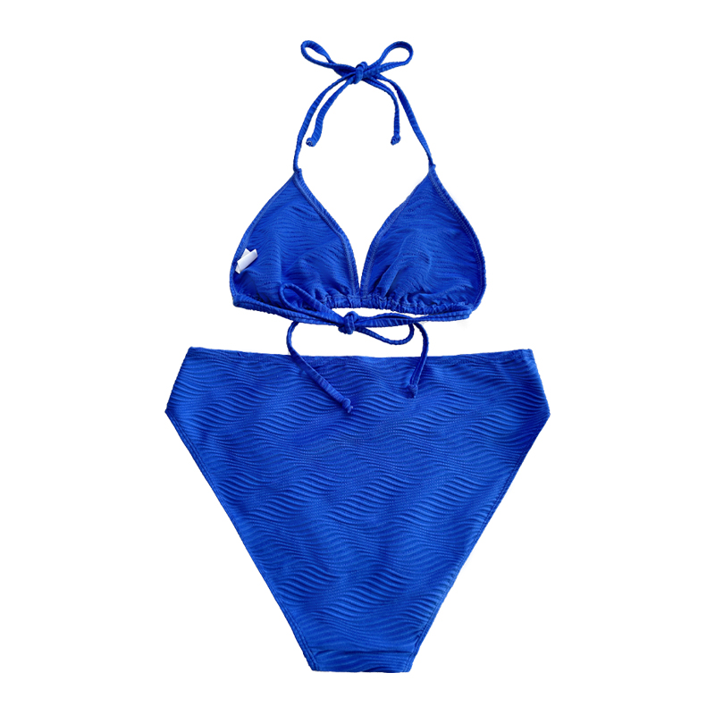 Model albastru Special Clow Triunghi Cupa Halter Halter Cutre Split Costum de baie