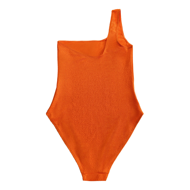 Costum de baie cu o singură piesă cu o bucată de portocalie cu un umăr sexy