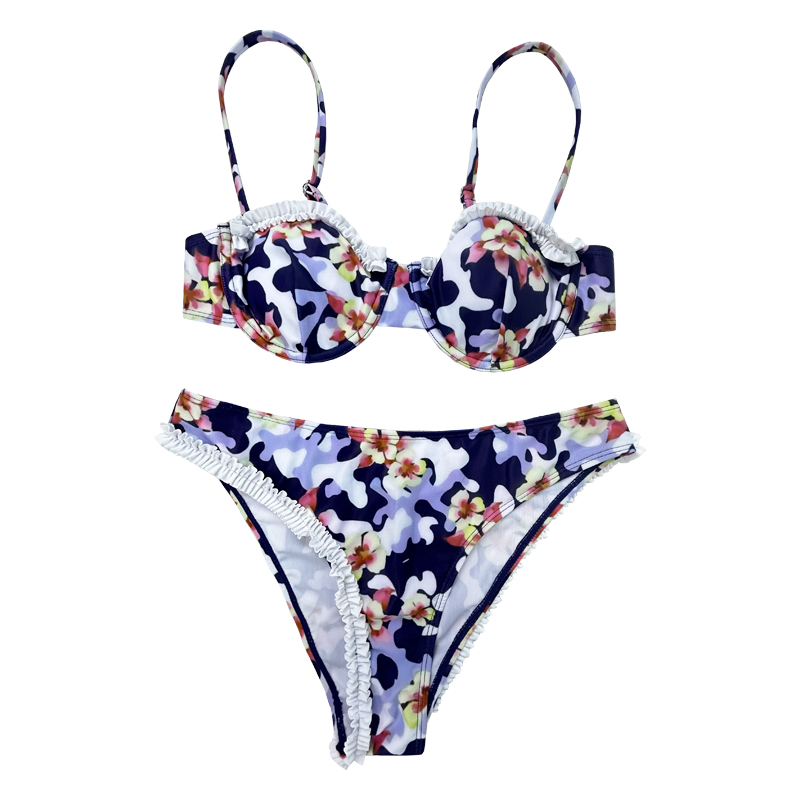 Costum de baie floralneregulat cu două piese din două piese