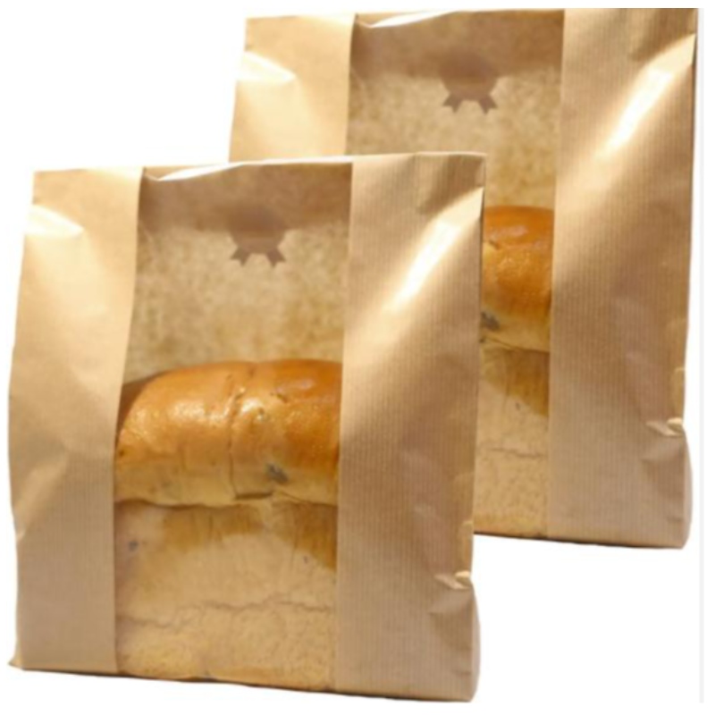 Imprimare Kraft Paper Bag cu pâine cu geamuri de geam ambalaj