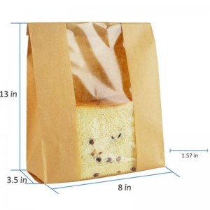 Imprimare Kraft Paper Bag cu pâine cu geamuri de geam ambalaj