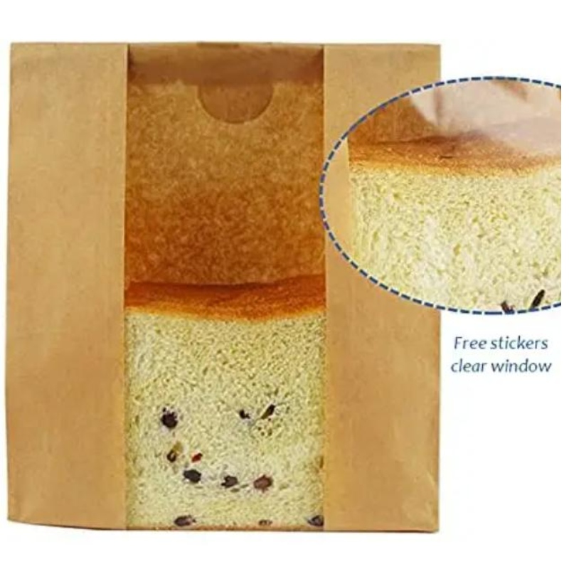 Imprimare Kraft Paper Bag cu pâine cu geamuri de geam ambalaj