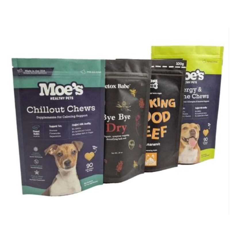 Design personalizat ambalaj cu fermoar pungă de plastic Plastic Logo PET SNACK SNACK Dog Patch Bag pentru animale de companie pachete