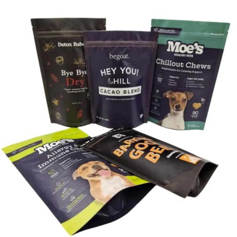 Design personalizat ambalaj cu fermoar pungă de plastic Plastic Logo PET SNACK SNACK Dog Patch Bag pentru animale de companie pachete