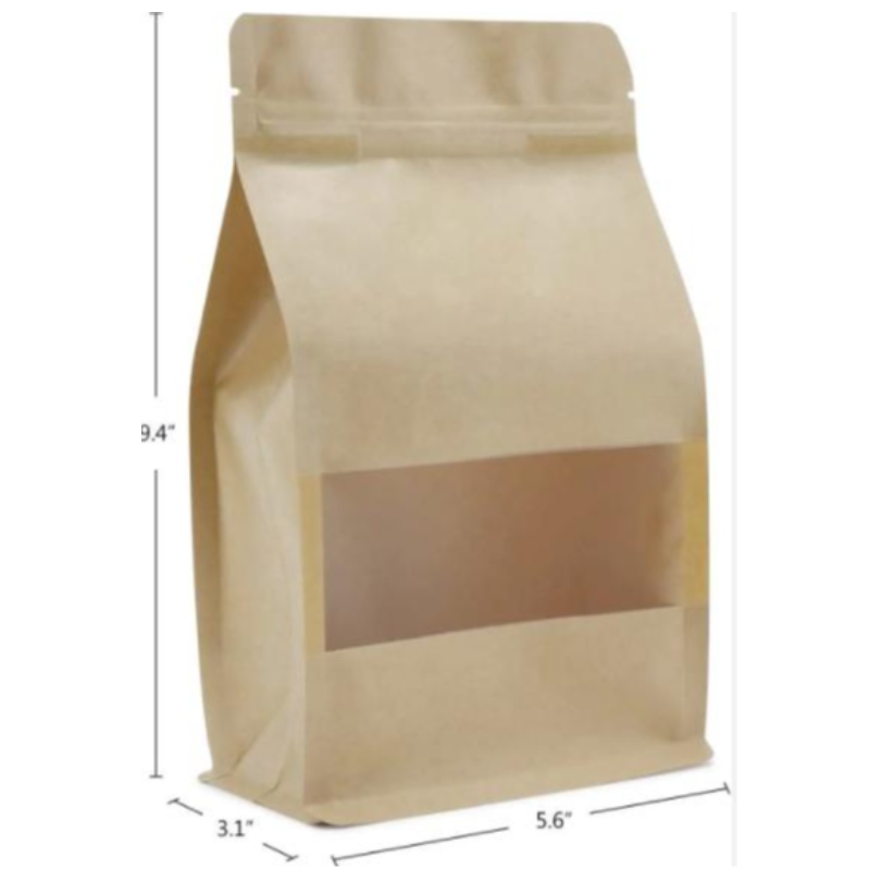 Stand Up Zipper Brown Kraft Hârtia Resallable Ziplock Heat Sigilat Food Depozitare alimente Dopack pungă de ambalaje cu fereastră limpede