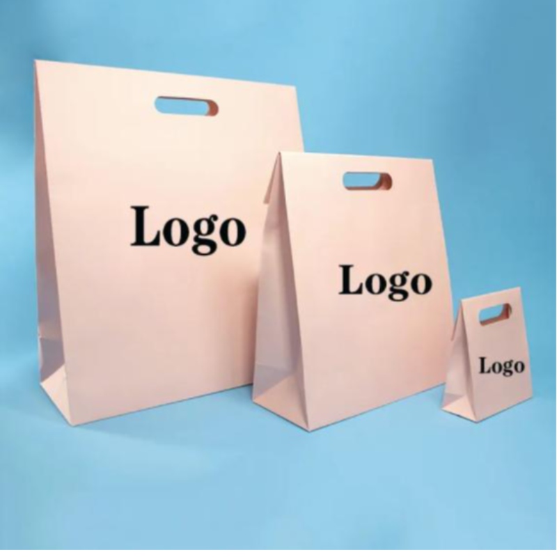 Reutilizabil matriță de mâner tăiat loc uv logo personalizatnuntă cadou denaștere roz îmbrăcăminte ambalaj colorat design de hârtie geantă de cumpărături