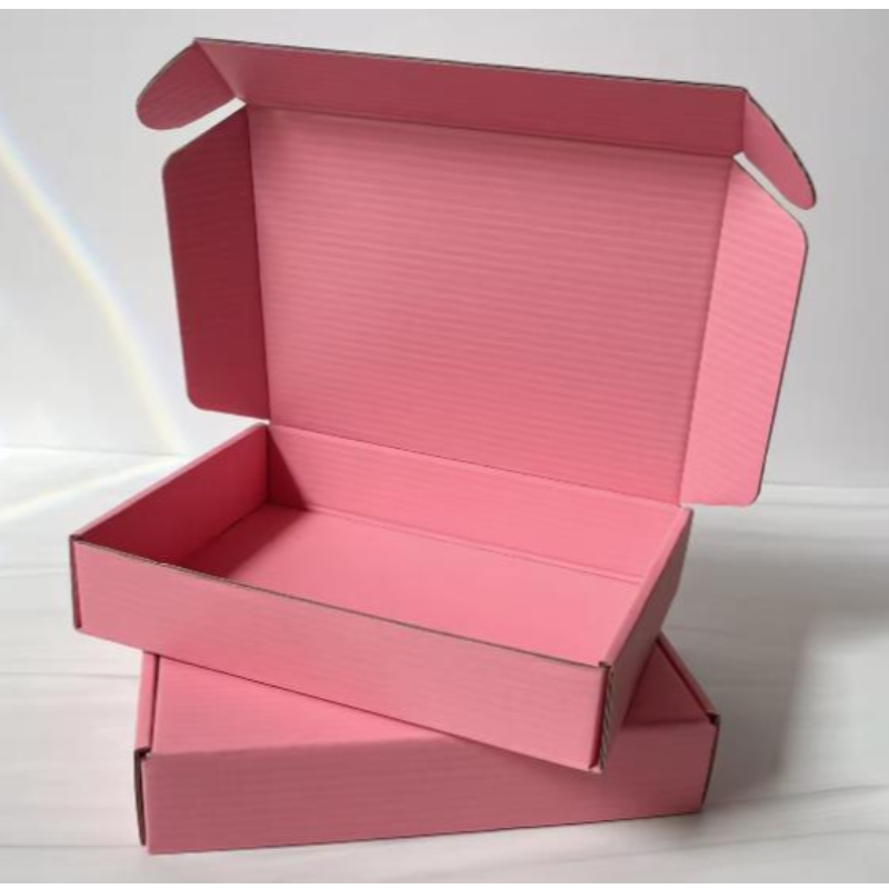 Logo -ul personalizat Color Pink Color Cosmetic Ambalaj ondulat Cutie Mailer Cutie de livrare Cutie de hârtie