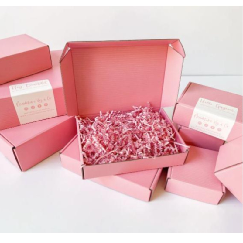 Logo -ul personalizat Color Pink Color Cosmetic Ambalaj ondulat Cutie Mailer Cutie de livrare Cutie de hârtie