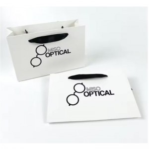 Pungi de hârtie tipărită din carton de lux Kraft Paper Geantă cu mâner cu panglică pentru geantă de cumpărături cu propriul logo