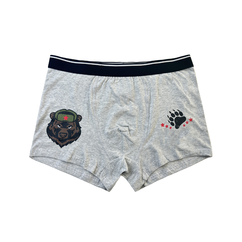 Personalizați lenjerie de culoare simplă modă completă imprimată confortabilă pentru bărbați moi de Crăciun, de la Christmas Boxer Scurturi gri Lenjerie gri