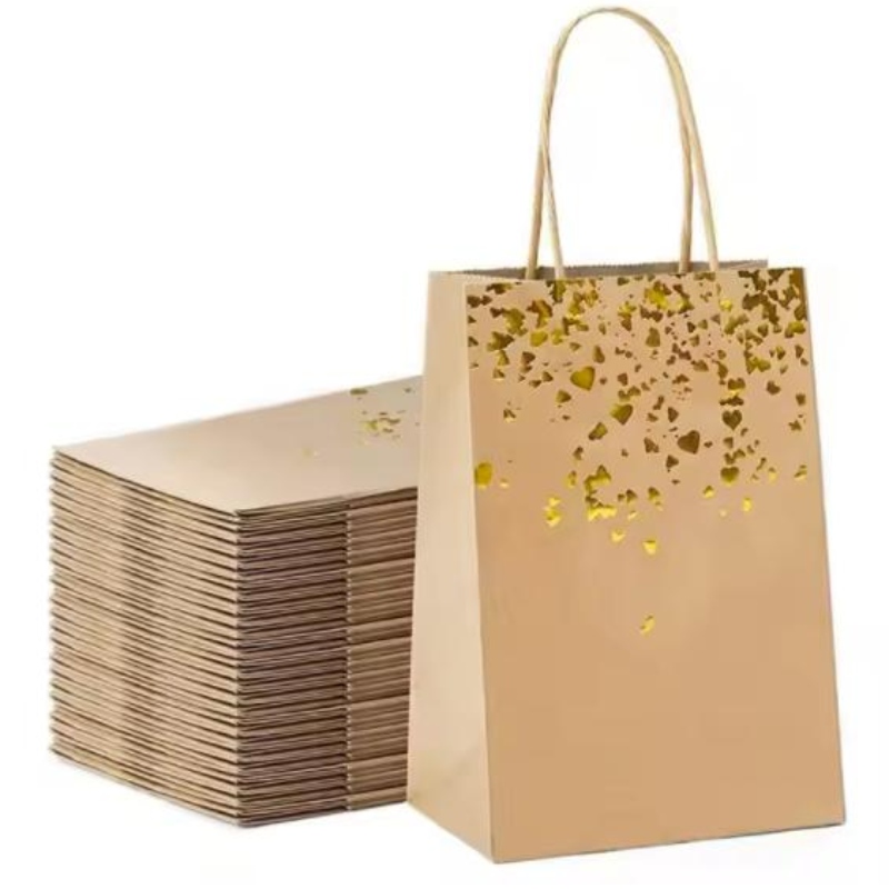 Reciclați geanta de hârtie Kraft ecologică pentru ambalaj pentru cadouri sau pânză
