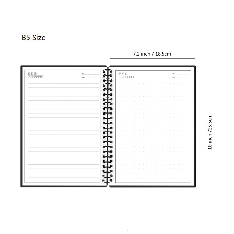 Notebook în spirală reutilizabilă -Jurnale de reciclabilitate pentru reculurinegre de reutilizare