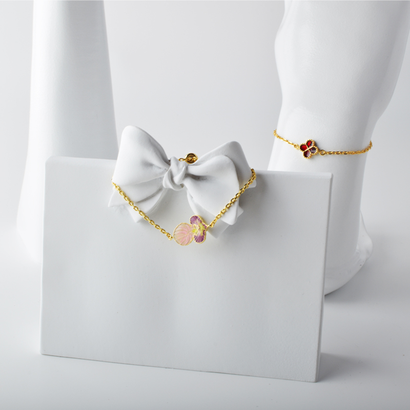 Nou 4 flori de piersici Hollow   A Shell alb Peach Blossom accesorii brățară