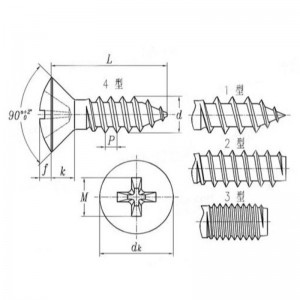 zinc-cruciș placat colorat încastrat sine-şurub filetat