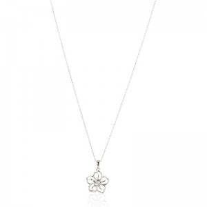 Colier cu pandantiv cu flori delicate din piatră prețioasă autentică sau creată Colier cu pandantiv cu flori din piatră denaștere cu lanț din argint sterling, 18