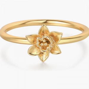 Gold rafinat de 18k-Placat 925 inel floral argintiu sterlin cu design delicat de flori înflorite -natură elegantă și ușoară-Bijuterii inspirate pentru femei
