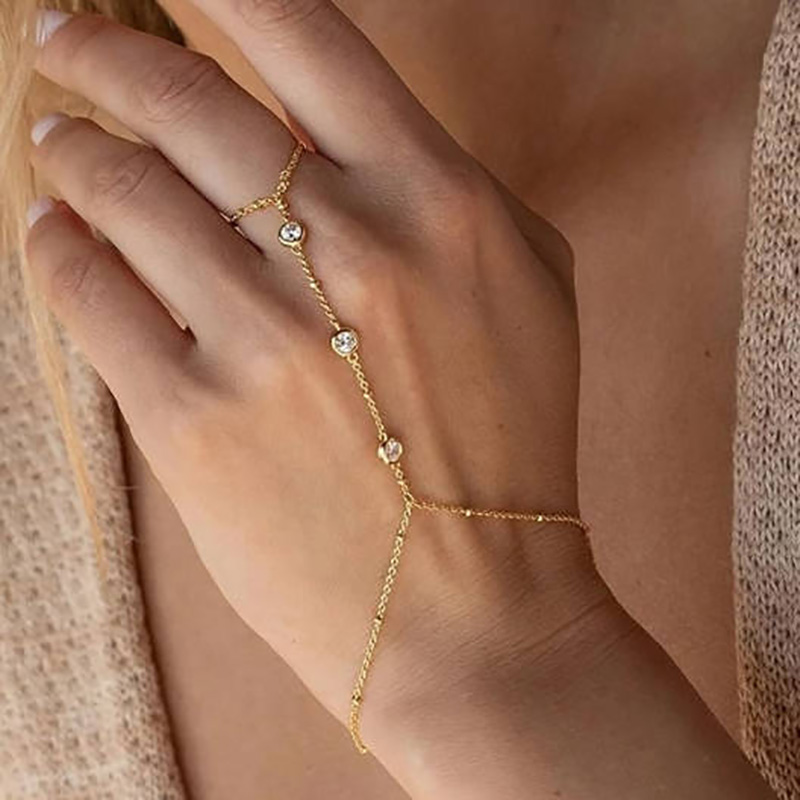 Aur elegant-Lanț de mână placat cu pietre de zirconiu cubic clar pentrununți, petreceri și ocazii speciale