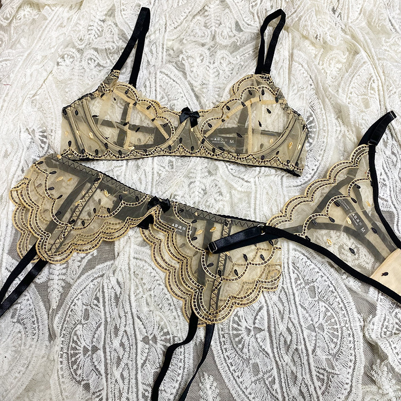 IN -uri europene și americane - lenjerie sexy în stil. Ultra - Plus subțire - lenjerie erotică din dantelă. Set de sutien care face ca sânii mari să pară mai mici și împiedică să se afle (trei - set de piese).Wlv255price:$159.99