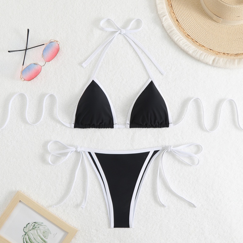 2025nou solid - Culori femeile\sunt două sexy - Piesa Triunghi Color - Blocați bikini. Stil european și american cu cravate, potrivit pentru plajă și primăvară caldă QT25003 Preț:$79.99