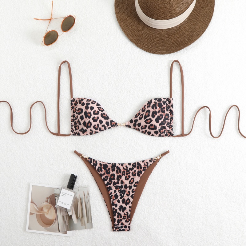Costum de baie de tip halter cu imprimeu leopard sexy pentru femei, exudând un sentiment de lux. Potrivit pentru plajă și izvoare fierbinți. O cruce-Articol de costum de baie de frontieră QT25055 Preț:$79.99