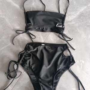 2025 Nou Comerț exterior în stil european și american două-bucată înaltă-Bikini triunghi cu talie. Cu curele de cravată și dantelă, este sexy și la modă SY2427 Preț:$79.99