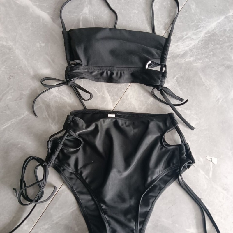 2025 Nou Comerț exterior în stil european și american două-bucată înaltă-Bikini triunghi cu talie. Cu curele de cravată și dantelă, este sexy și la modă SY2427 Preț:$79.99