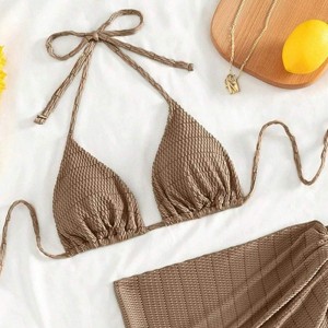 Nou 2025 european și american-Stil sexy solid-Culoare două-Bikini de piesă. Potrivit pentru comerțul exterior și pentru traversare-frontiera e-Comerț pe Amazon și Aliexpress. Bikini legați 8942 Preț:$99.99