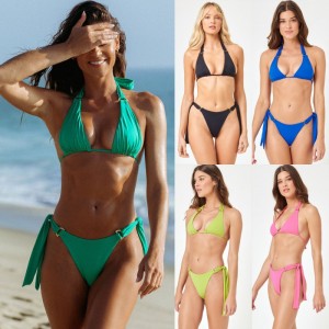 Nou 2025 european și american-Bikini de comerț exterior în stil. Trei-Puneținoi costume de baie pentru femei, disponibile în mai multe culori. Două-Piese de baie cu un design sexy QT25017 Preț:$79.99