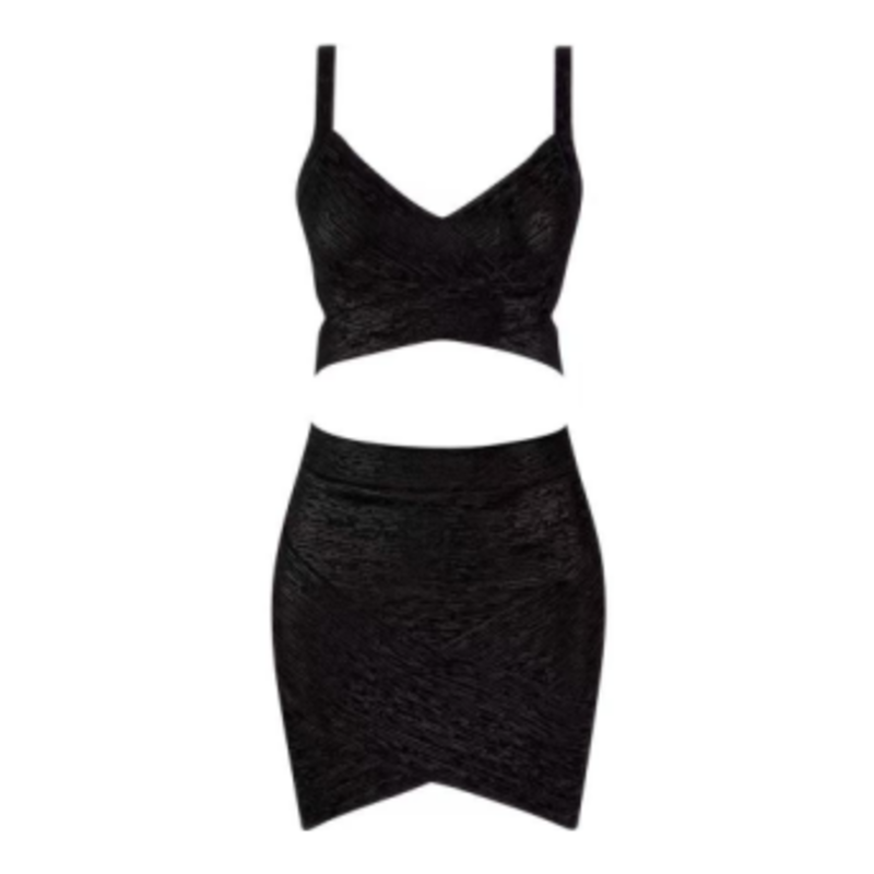 CaMisol tricot tipărit din aur, set de fuste de șold