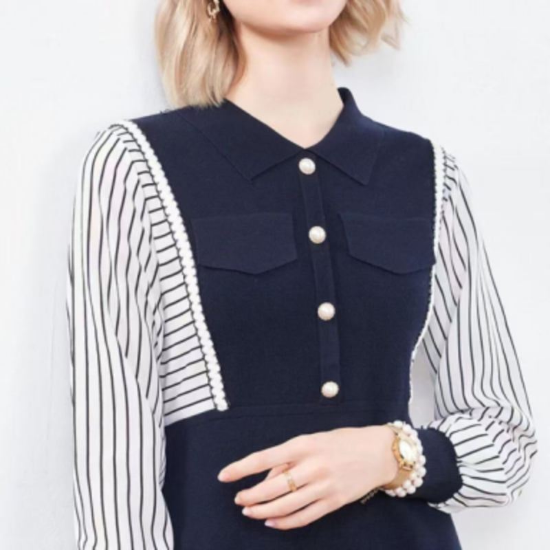 Căderea timpurie a micului guler invers tricot pe jumătate cardigan