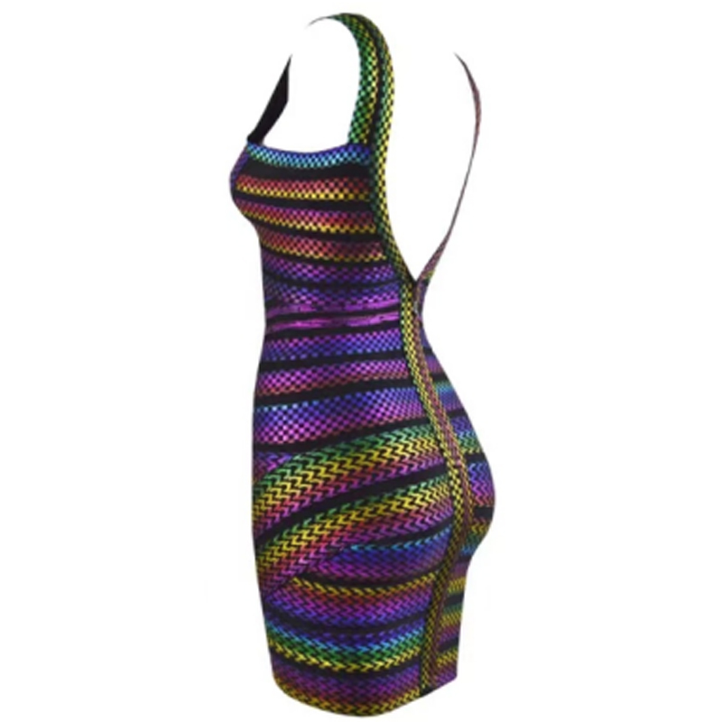 Summer v-gât cu gâturi colorate bandă de cauciuc splicing halter pachet strâns rochii de șold